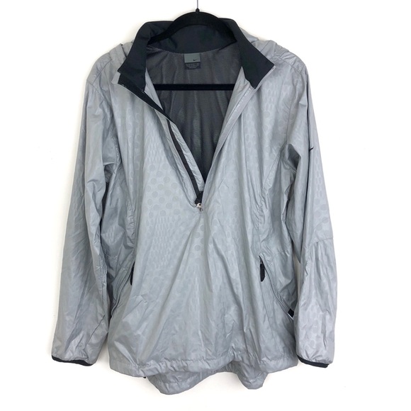 Nike Full Zip Windbreaker Jacket Lined Hood Detach